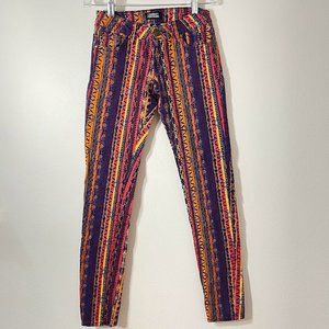 Celebrity Pink Skinny Jeans Size 0 Low Rise Stripes Aztec Purple Red Blue Yellow